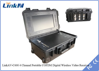 Koffer-Videoempfänger IP65 4-Channel COFDM mit Batterie-u. der Anzeigen-AES256 Verschlüsselungs-hoher Empfindlichkeit 106dBm@2MHz
