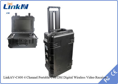 Taktischer Videoempfänger IP65 des Koffer-COFDM mit Batterie-u. der Anzeigen-AES256 Verschlüsselung DC-12V