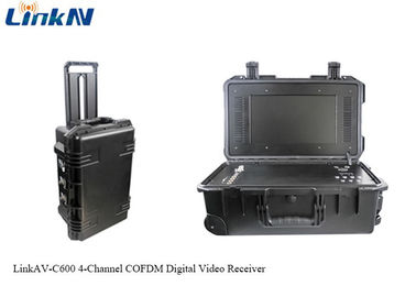 Taktischer COFDM-Videoempfänger mit Batterie-u. der Anzeigen-AES256 Verschlüsselung 4-Channel IP65