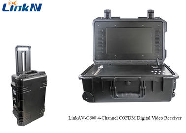 Tragbarer Videoempfänger COFDM H.264 mit Batterie-u. der Anzeigen-AES256 Verschlüsselung 4-Channel IP65